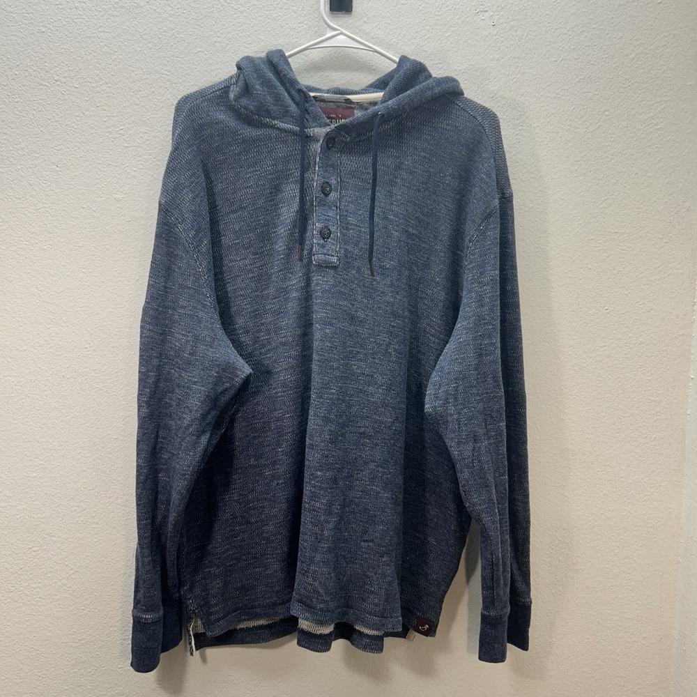 Alesbury Jacket Mens 2XL Henley Hoodie Sweatshirt‎ Heathered Blue 100% Cotton